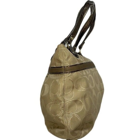 Coach Beige Signature Tote Bag - Picture 4 of 7